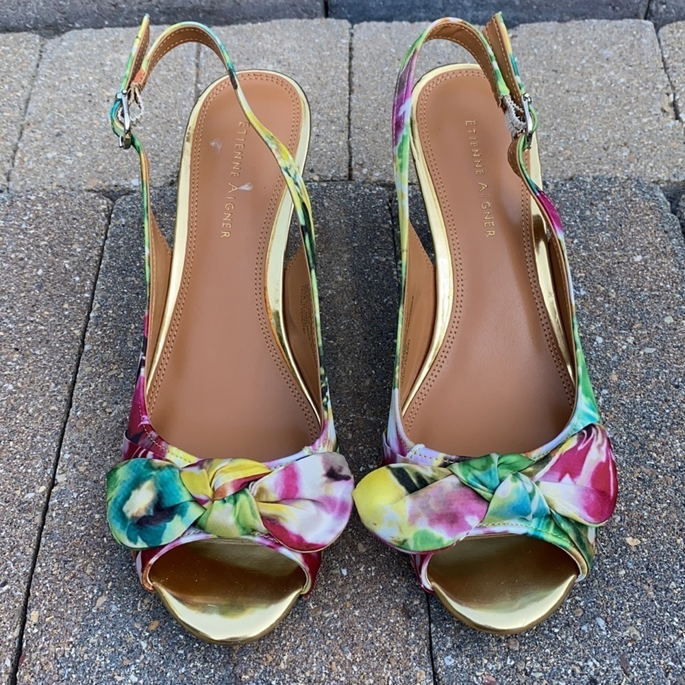 Etienne Aigner Floral Darla Chunky heal Slingback🩴 - Picture 6 of 12